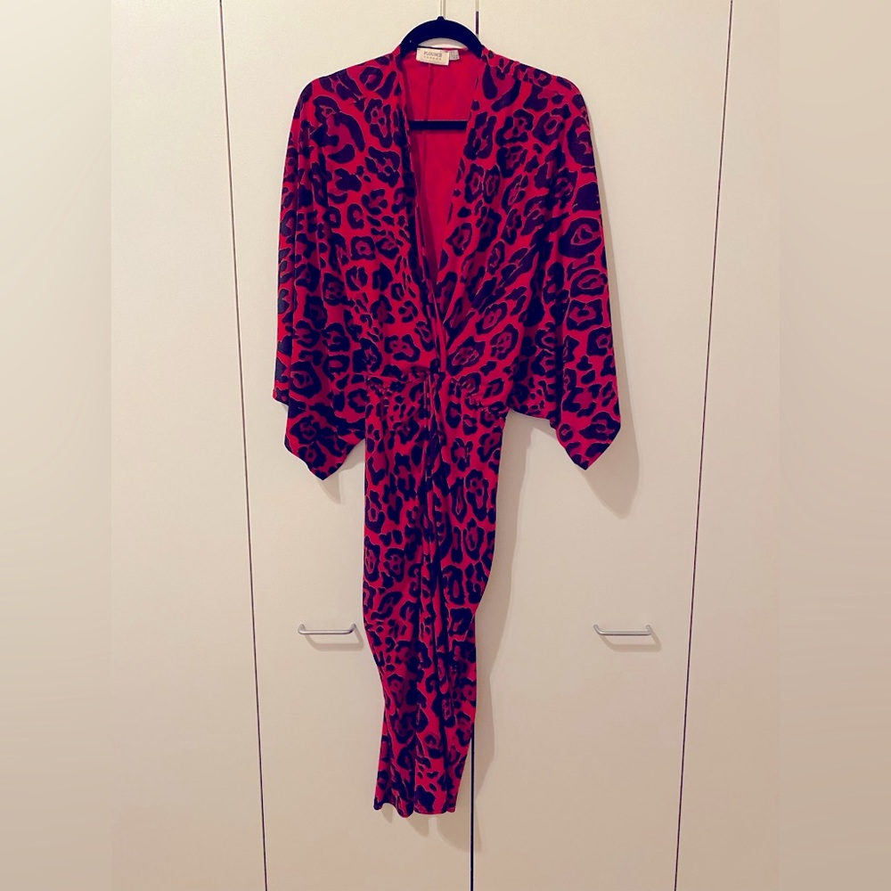 Red animal print dress size 8
